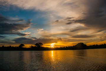 Beautiful sunset over the Amazon River. Manaus, Amazonas, Brazil