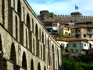 Fototapeta na wymiar the fortress and the viduduta in the town of Kavala Greece