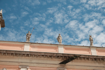 Naklejka premium sculpture in a old building of Piacenza. Emilia-Romagna. Italy