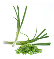Obraz premium Green onion isolated on the white background