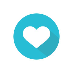 Blue heart icon. Romantic love symbol. Circle button with flat web icon.