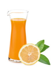 Orange juice glass isolated on white background