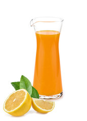 Orange juice glass isolated on white background