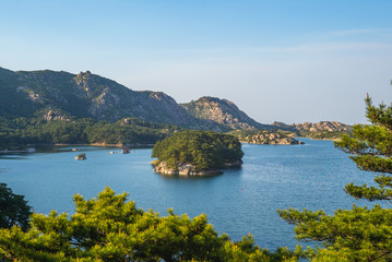 Fototapeta na wymiar Landscape of Lake Samilpo in north korea