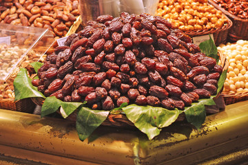 Bunch of dried dates for sale in market