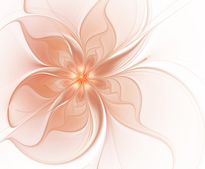 Fractal beige flower on a light background. Fantasy