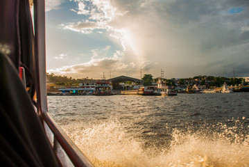 Port of Manaus, Amazon, Brazil. View from the ship to the port of Manaus.