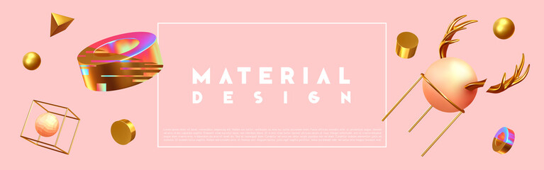 Chaos abstract background with 3d objects