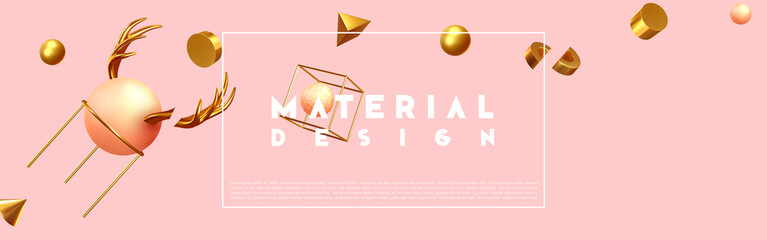 Chaos abstract background with 3d objects.