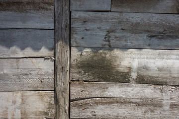 Wooden texture. The wall of old wooden boards. Background and texture. Close-up,