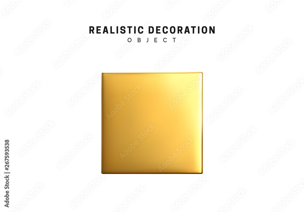 Poster isolated 3d object shapes cube and geometric block, square.