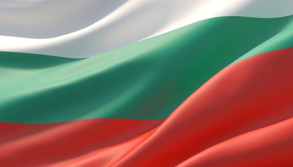 Obraz premium Waved highly detailed close-up flag of Bulgaria. 3D illustration.