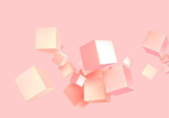 Abstract Background pink color with 3d cubes.