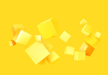 Fototapeta na wymiar Abstract Background yellow color with 3d cubes.