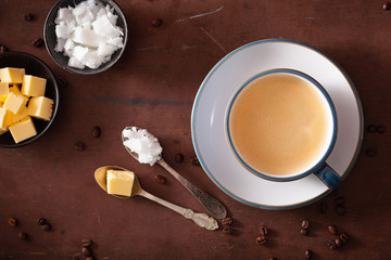 bulletproof coffee, keto paleo drink blended with butter and coconut oil