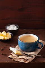 bulletproof coffee, keto paleo drink blended with butter and coconut oil