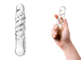 Clear colored Butt plug made of glass on a white isolated background