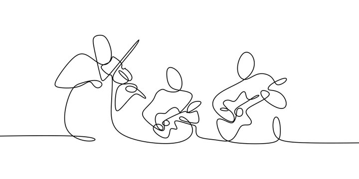 black line art band playing music clip art preview