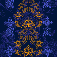 Vector ornamental hand drawing decorative background. Ethnic seamless pattern ornament. Vector pattern.