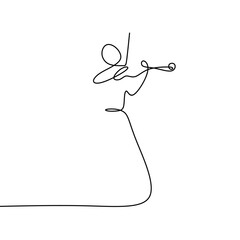 Continuous line drawing person playing violin minimalist one hand drawn on white background © ngupakarti