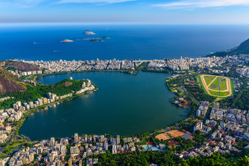 View of Lagoa Rodrigo de Freitas, Ipanema and Leblon in Rio de Janeiro