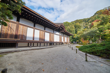 Kyoto, Japan - November 9, 2016: Beautiful historic hall of Chionin temple which is the head temple of the Jodo sect of Japanese Buddhism in Kyoto, Japan