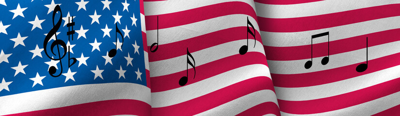 image of music on american flag