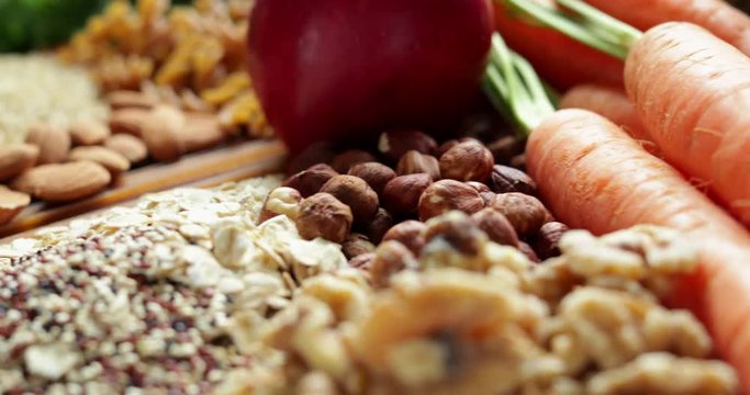 Low Angle Shot Of Foods Containing Healthy Or Good Carbohydrates