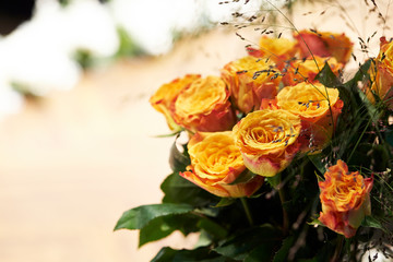 Flower arrangement at wedding party