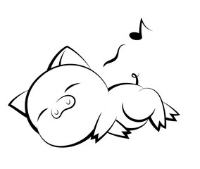 Illustrations of pig action logo on white background, Animals vector of isolated a cute pig icon