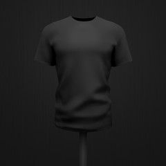 Black 3d man T-shirt template isolated on Black background