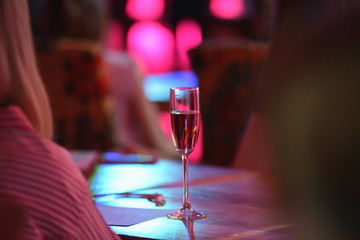 Pink champagne glass.