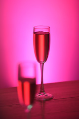 Pink champagne glass.