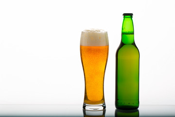 bottle and glass with beer