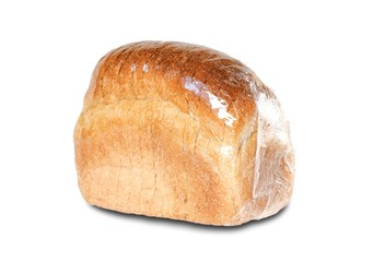 A loaf of sliced bread. Close up. Isolated on white background