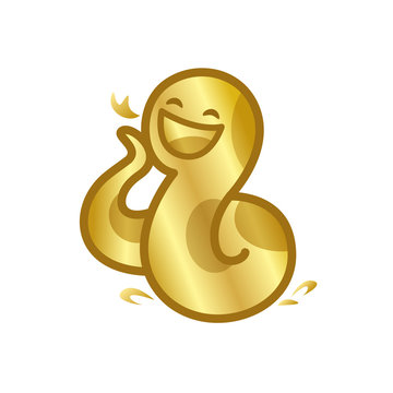 gold snake cartoon character cute isolated on white background, beautiful snake cartoon characters cute, clip art snake golden lovely and funny, clipart snake mascot cartoon gold color