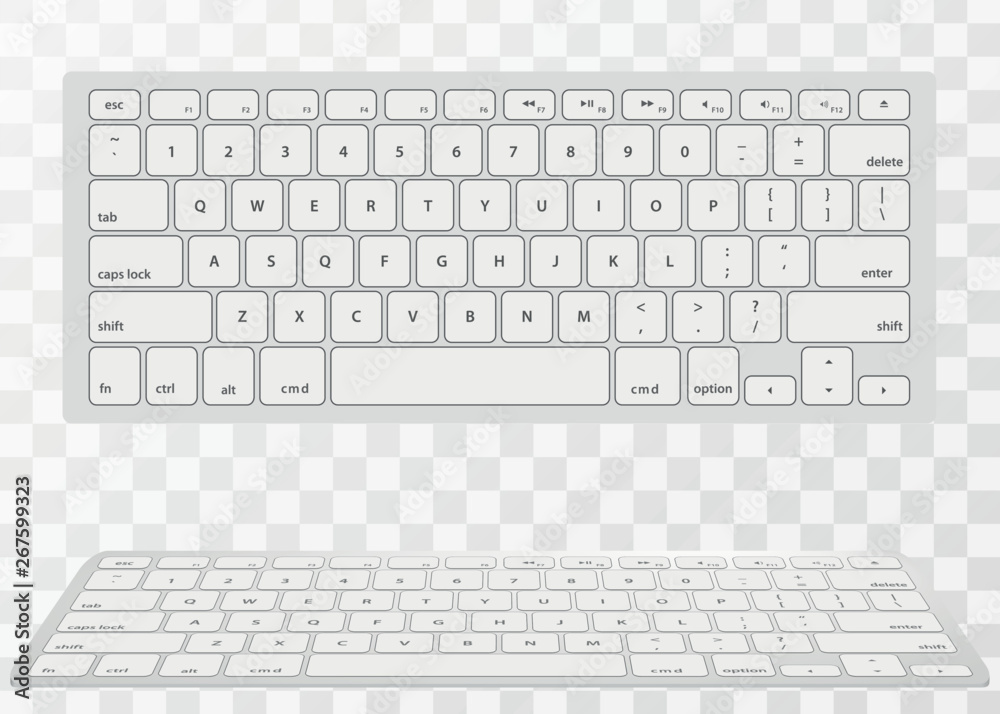 Poster computer keyboards. modern, compact keyboard in white and black color. technology design. realistic 