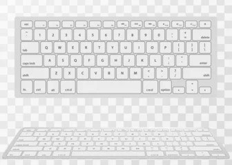 Fotobehang Computer keyboards. Modern, compact keyboard in white and black color. Technology design. Realistic keyboard with alphabet. © kasheev