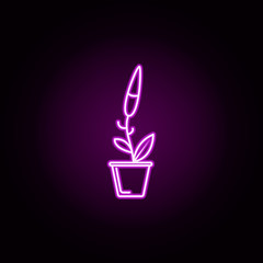 false unicorn in pot neon icon. Elements of flower set. Simple icon for websites, web design, mobile app, info graphics - obrazy, fototapety, plakaty