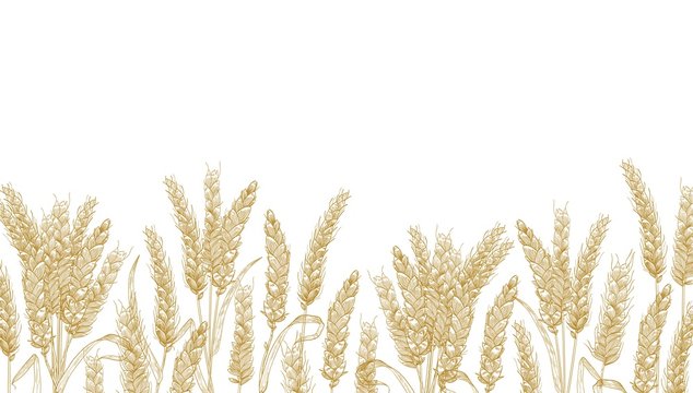 Horizontal background with wheat ears at bottom edge