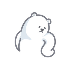 white bear cartoon character cute isolated on white background, beautiful teddy bear cartoon characters cute, clip art bear lovely and funny, clipart white teddy bear mascot cartoon