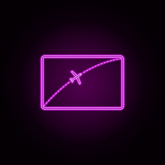 Aircraft trajectory on the screen neon icon. Elements of airport set. Simple icon for websites, web design, mobile app, info graphics