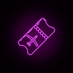 Avio ticket neon icon. Elements of airport set. Simple icon for websites, web design, mobile app, info graphics