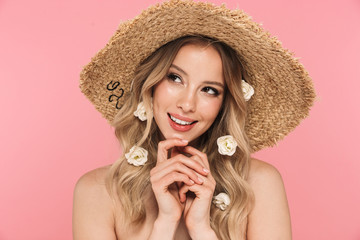 Portrait of a beautiful young girl with blonde curly hair