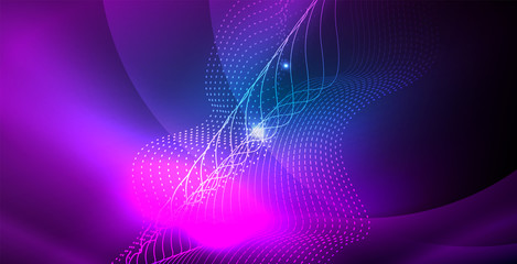 Color neon lights with waves abstract background