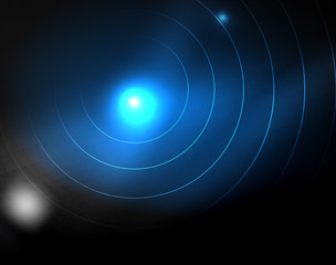 Dark space with neon color glowing lights abstract background