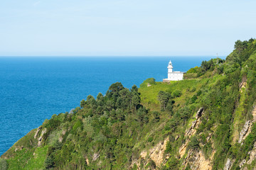 Fototapeta na wymiar The lighthouse of Monte Igeldo in San Sebastian, Donostia. Basque Country of Spain.