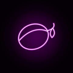 plum neon icon. Elements of Fruit set. Simple icon for websites, web design, mobile app, info graphics