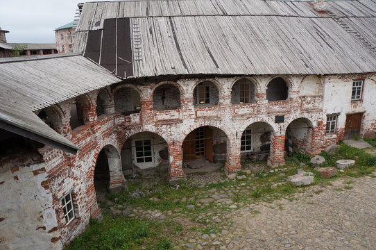 The old brick facade of the Solovetsky monastery