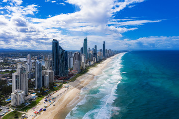 Fototapeta premium View of Surfers Paradise and Broadbeach on the Gold Coast looking from the south